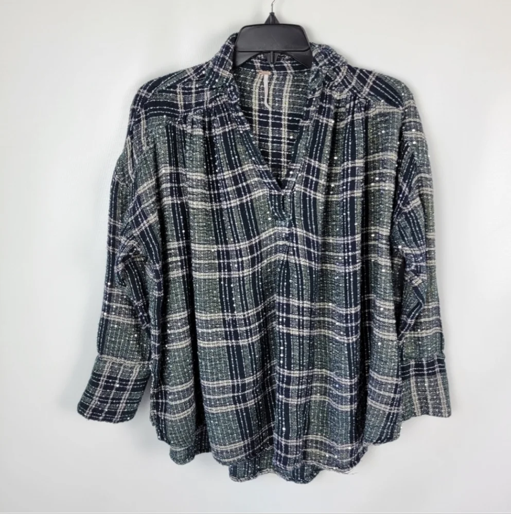Free People Fearless Love Oversized Shirt Top Sz S - Picture 2 of 10